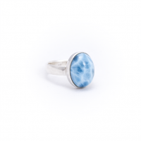 Oval Larimar Silver Ring